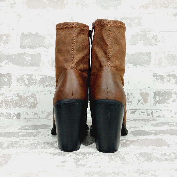 New Charles By Charles David Wynter Brown Faux Leather Ankle Boots K563 - Picture 6 of 13